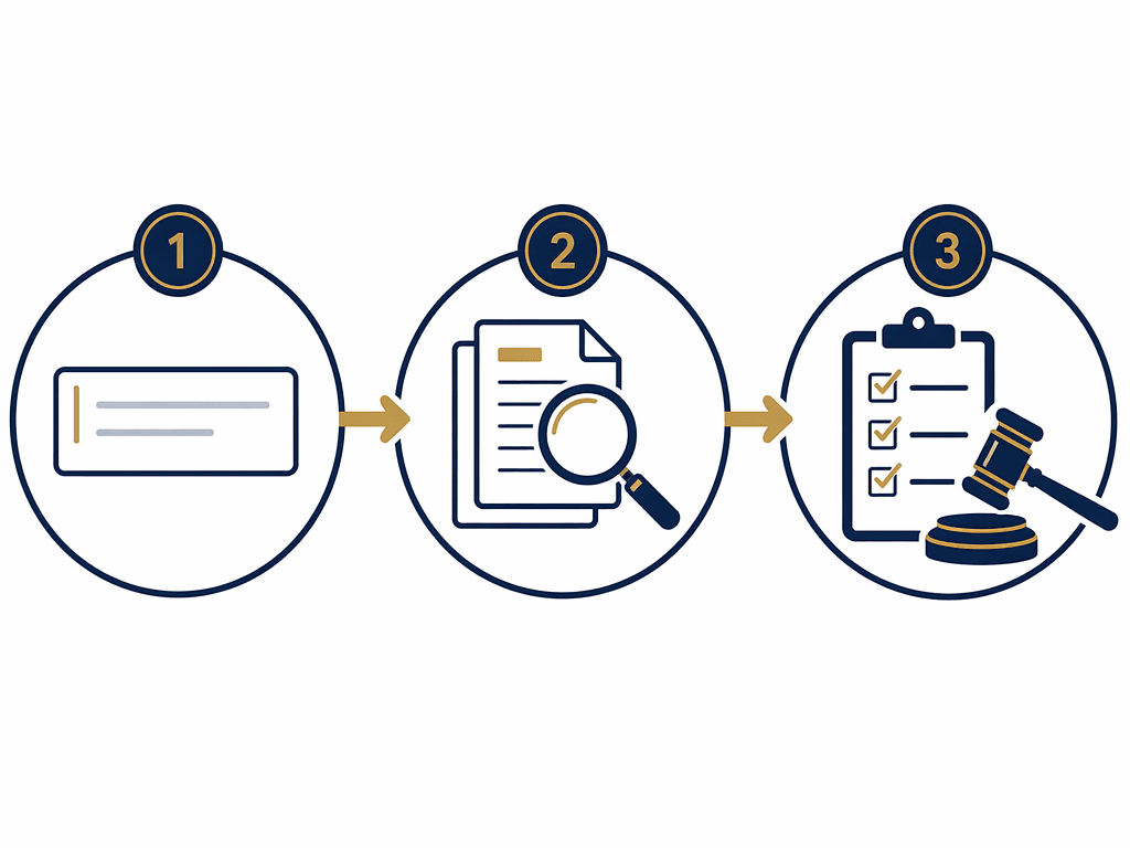 A three-step flat vector workflow diagram showing Prompt, Verify, and Audit connected by horizontal arrows.