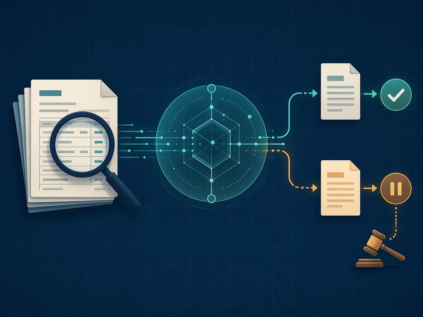 Workflow from claims review to analytics screening and then to payment approval, suspension, or enforcement.