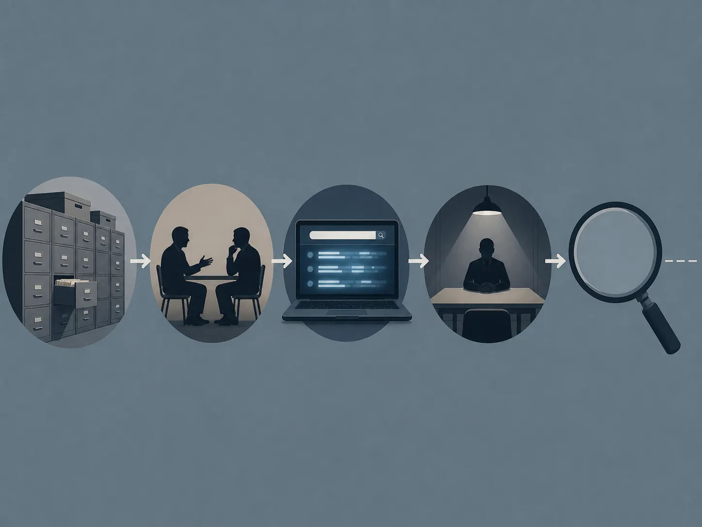 Investigative escalation from files to experts to AI search to witness interview ending without a confirmed answer