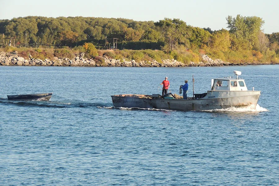 Commercial fishing boat working Lake Huron near Alpena, Michigan