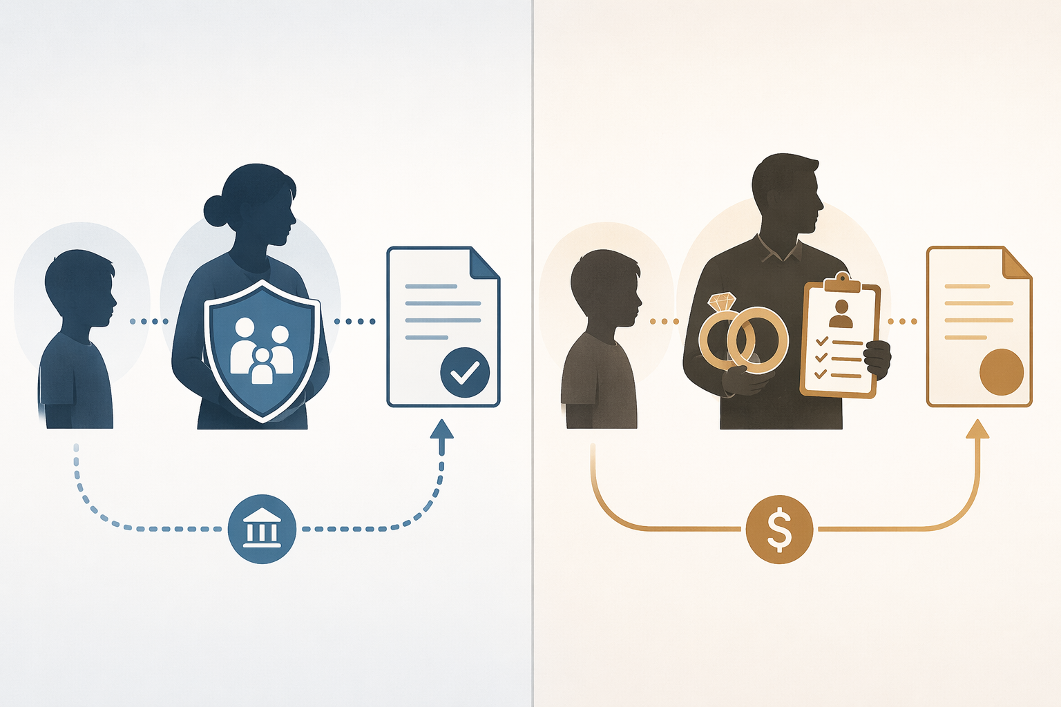 Comparison of a protected minor entertainment payment path and a bypass path through a spouse-manager