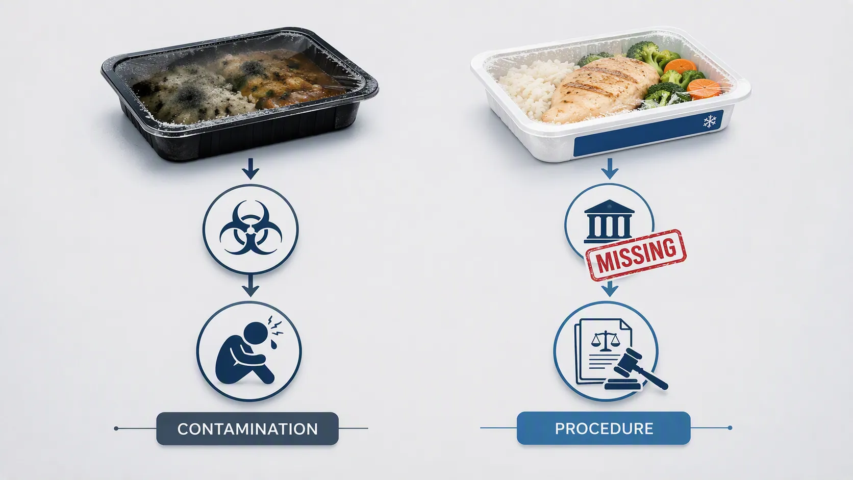 Comparison of contamination-based and procedure-based food liability pathways
