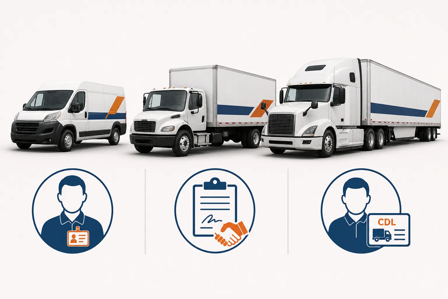 Comparison of FedEx Express, FedEx Ground, and FedEx Freight vehicles with liability structure icons