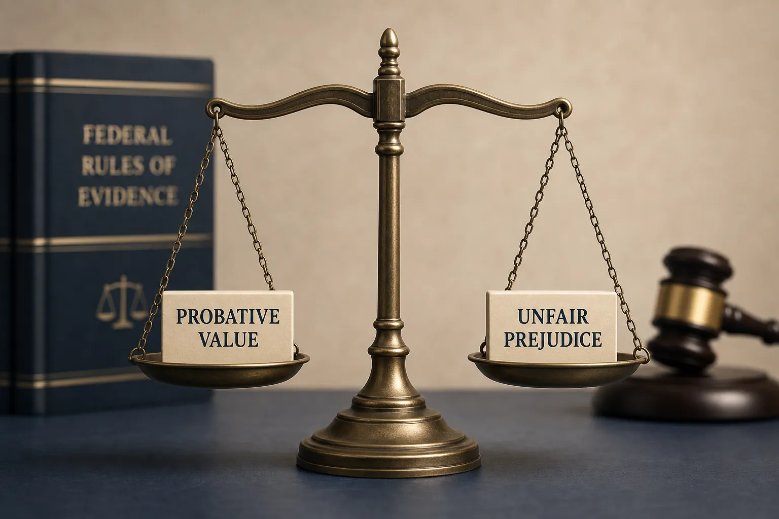 A scale balancing probative value against unfair prejudice