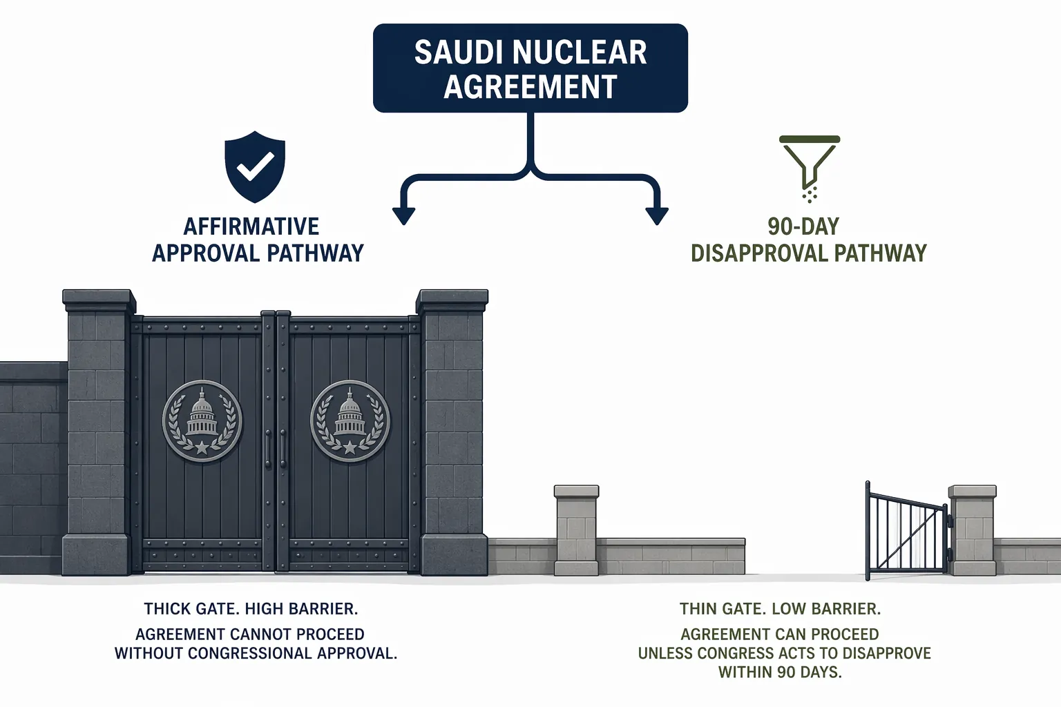 Comparison of an affirmative approval pathway and a 90-day congressional disapproval pathway