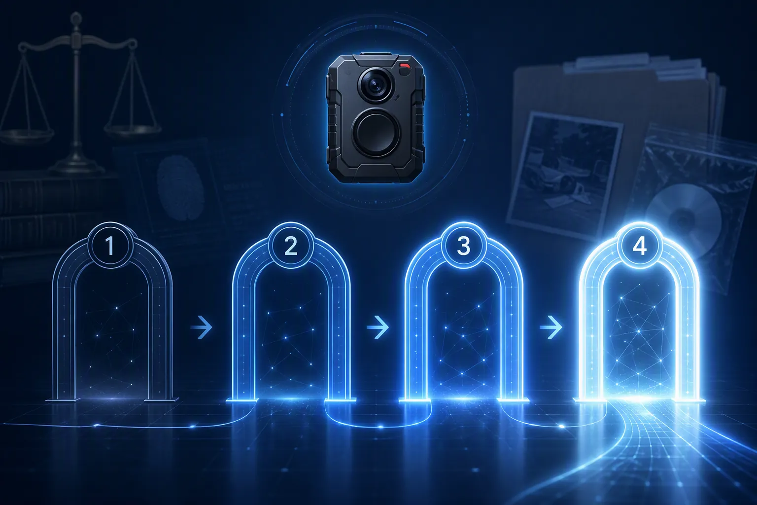 Four sequential verification gateways for bodycam evidence