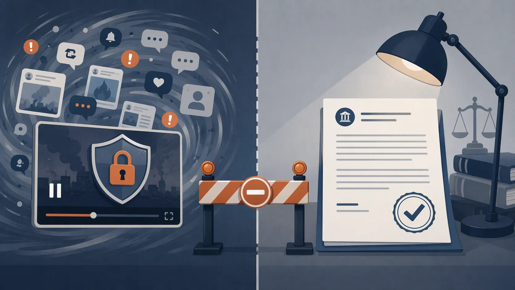 Unverified social media video held behind a shield while an official statement is checked