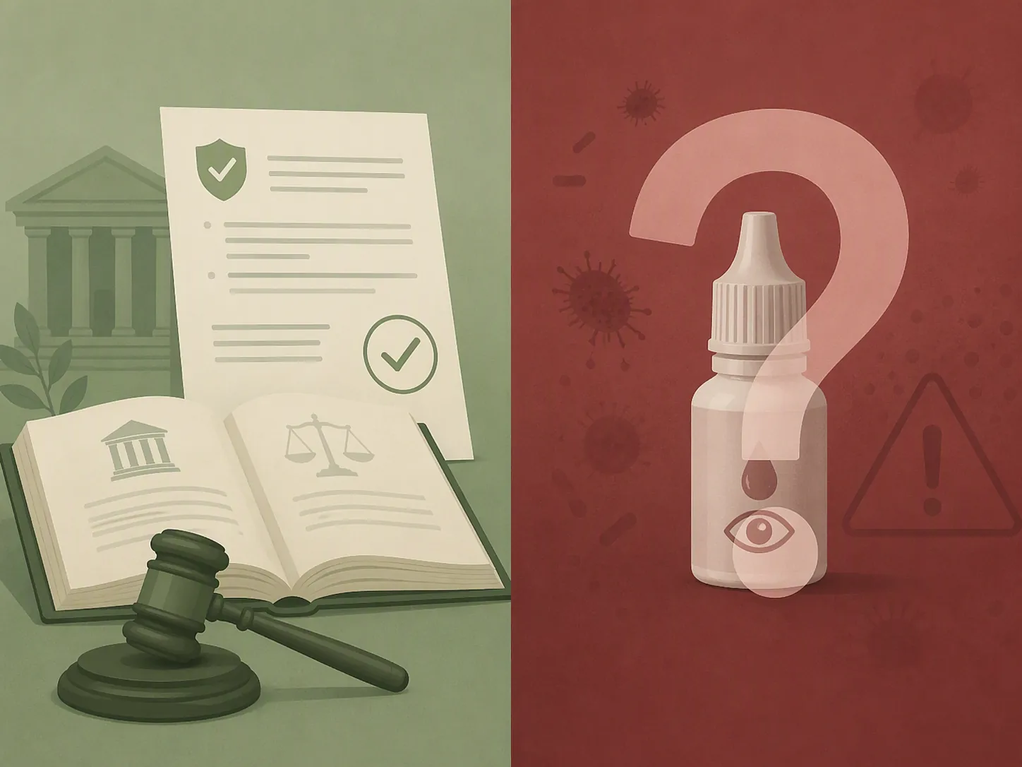Conceptual split image showing regulatory history supporting notice in a complaint but not proving contamination or injury