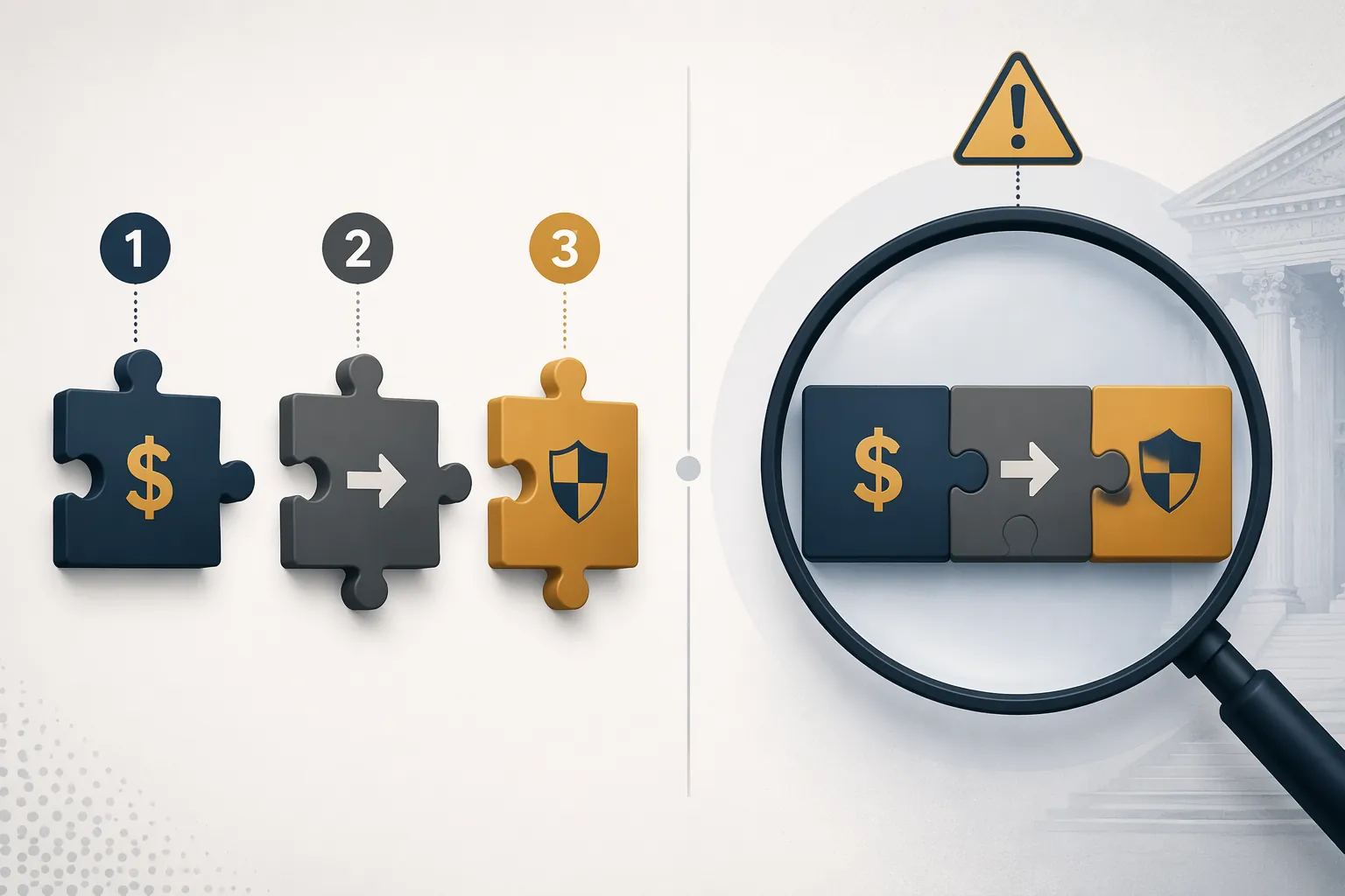 Comparison of separate contribution, conversion, and account steps versus locked-together steps under legal scrutiny