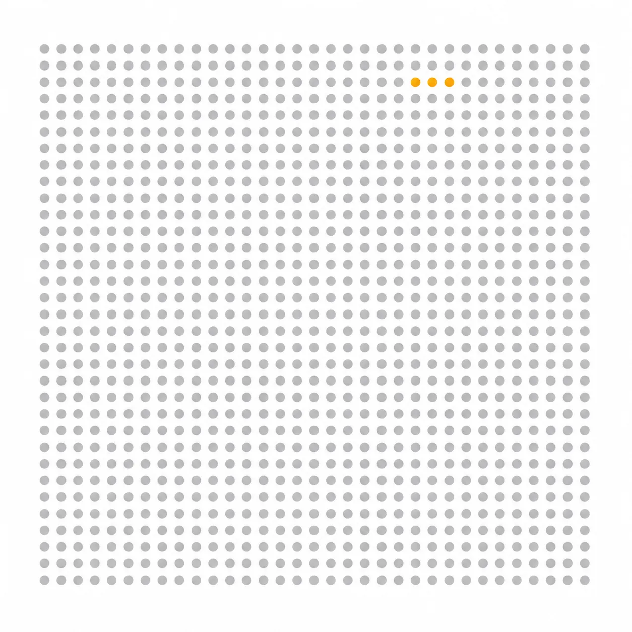 Dense grid of claims dots with a small amber cluster highlighted