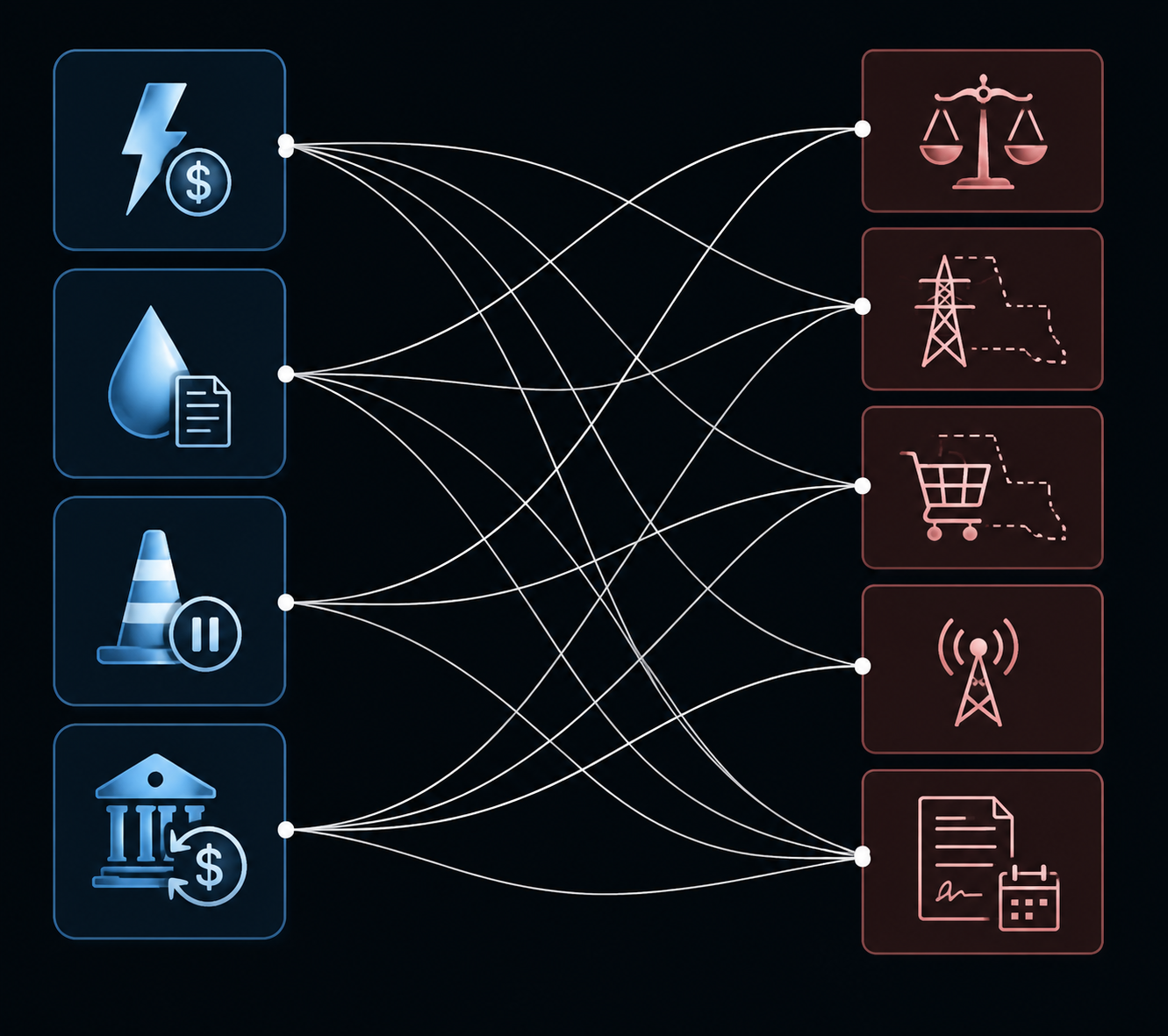 Framework visual connecting data center regulatory mechanisms to constitutional and statutory legal theories