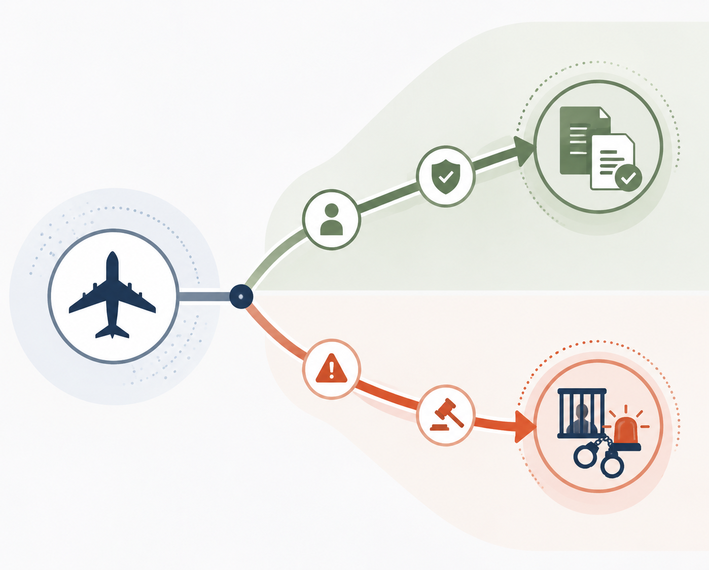 Decision tree separating inadvertent airspace conduct from knowing or willful enforcement pathways