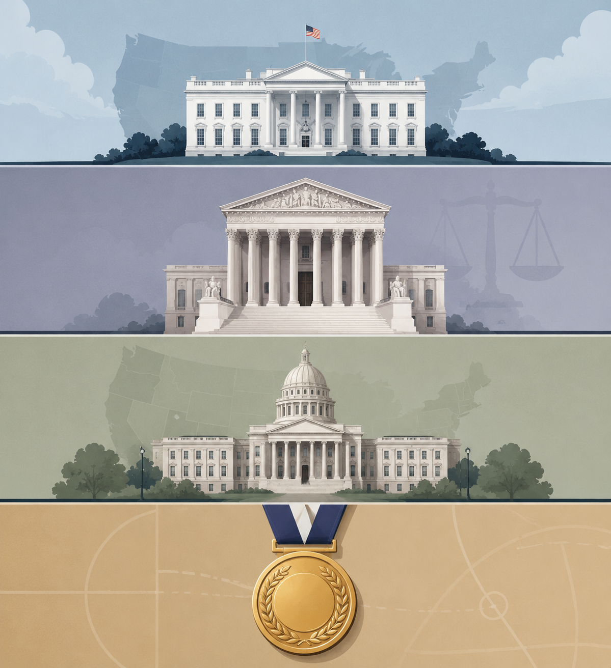Layered federal, judicial, state, and sports-governing authority over athlete eligibility