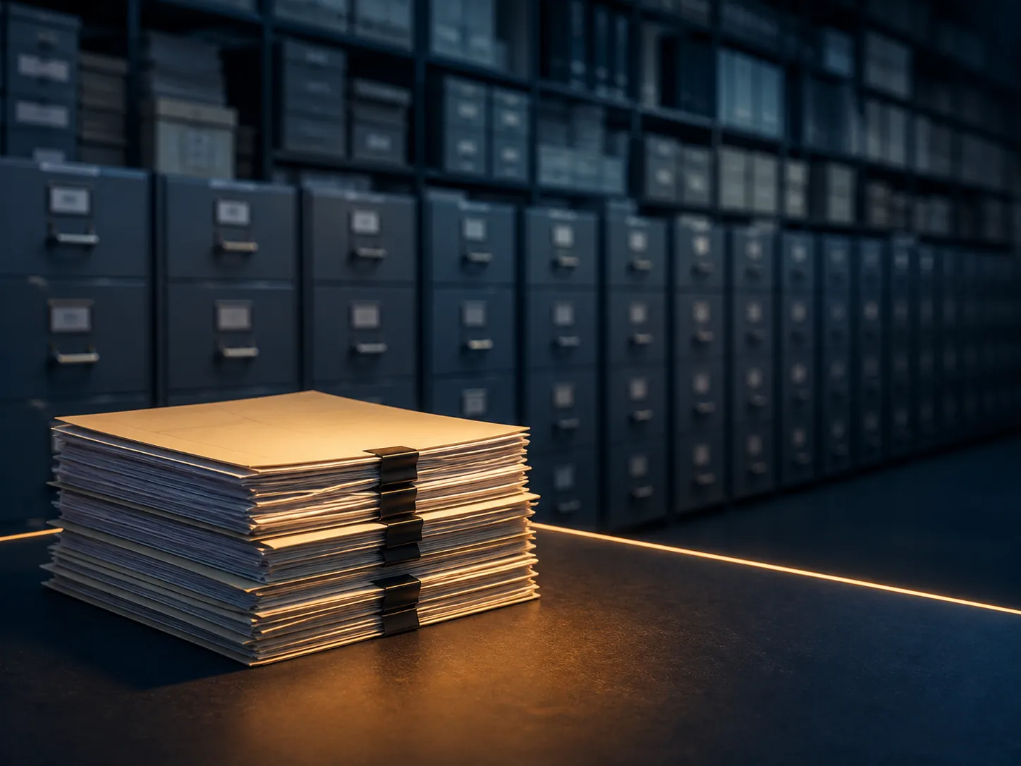 Reviewed legal documents separated from an unsearched archive