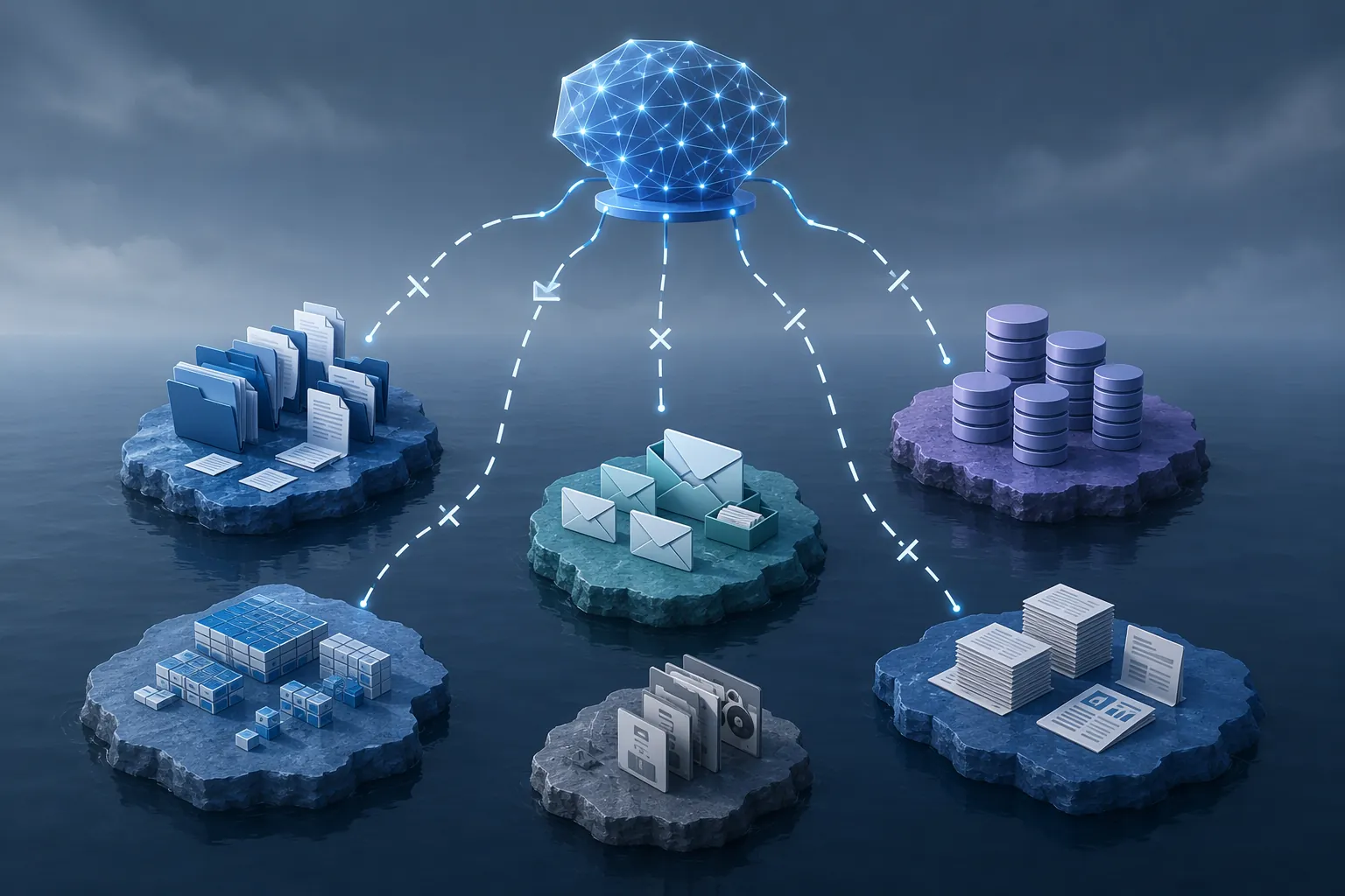 Disconnected data islands with broken AI connection lines