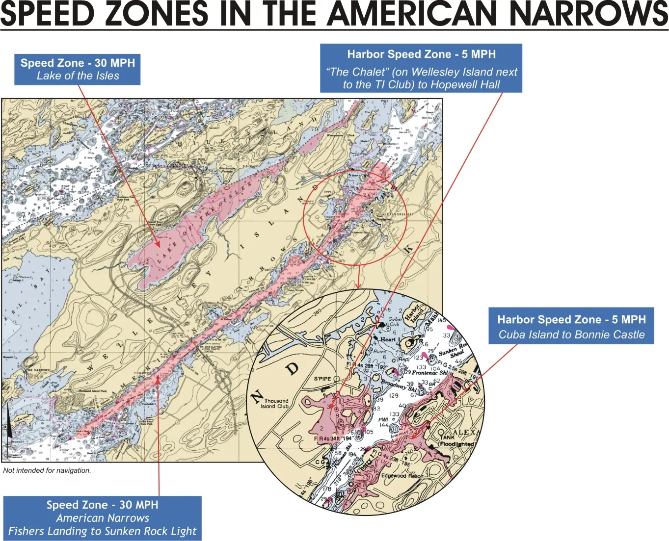 TISBA chart showing the American Narrows 30 mph daytime and 15 mph nighttime speed zone