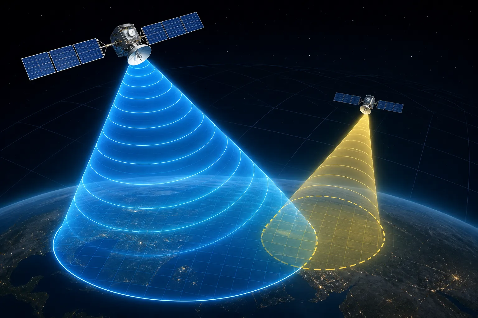 Primary MSS signal overriding a secondary satellite service signal where interference occurs