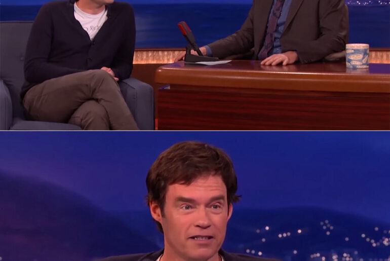 Side-by-side stills from the Ctrl Shift Face deepfake showing Bill Hader morphing into an Al Pacino likeness during an impression