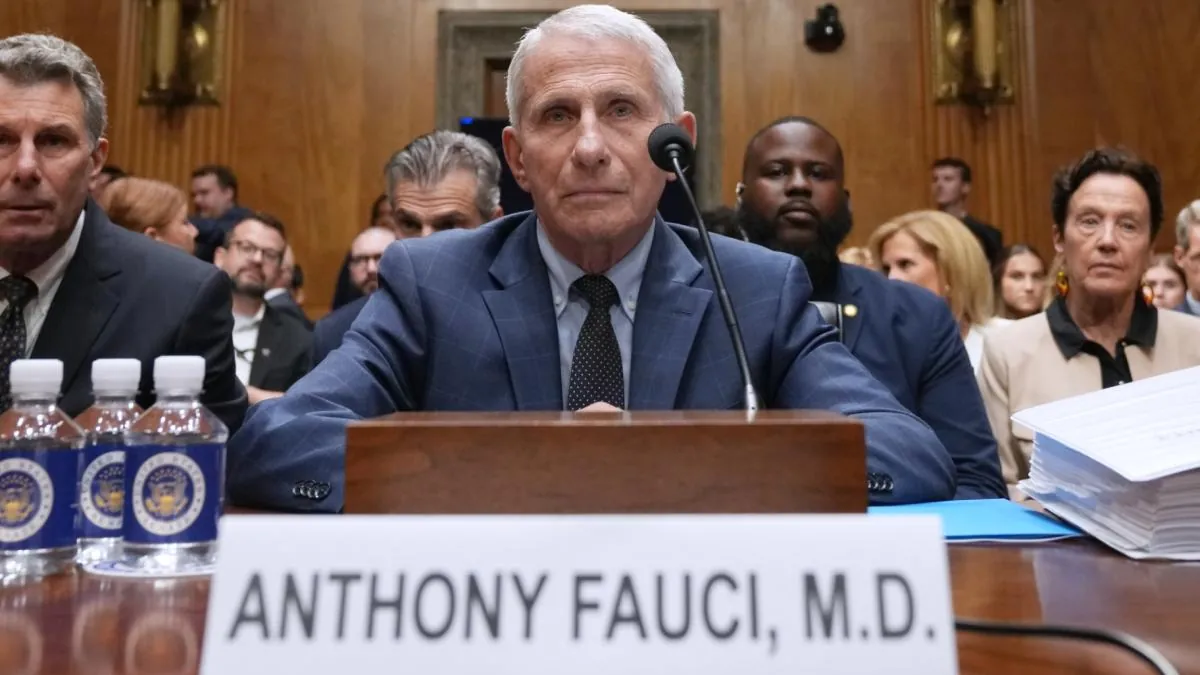 Anthony Fauci seated at a Senate committee witness table during a July 2026 hearing