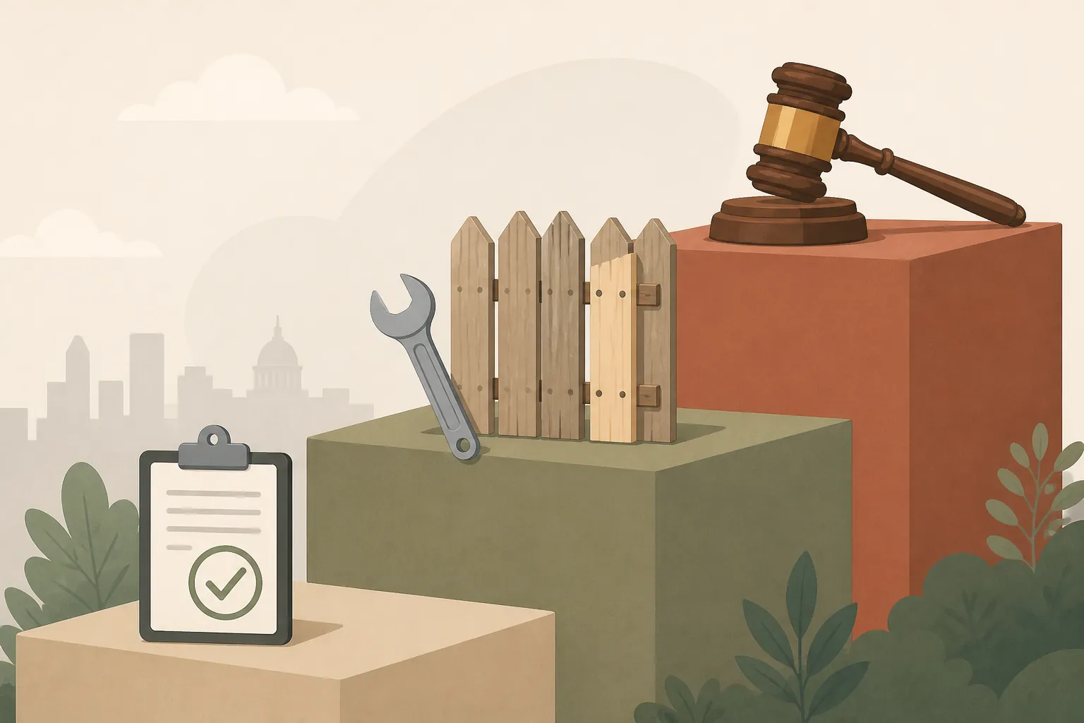 Illustration of enforcement steps from compliance inspection to abatement and court enforcement