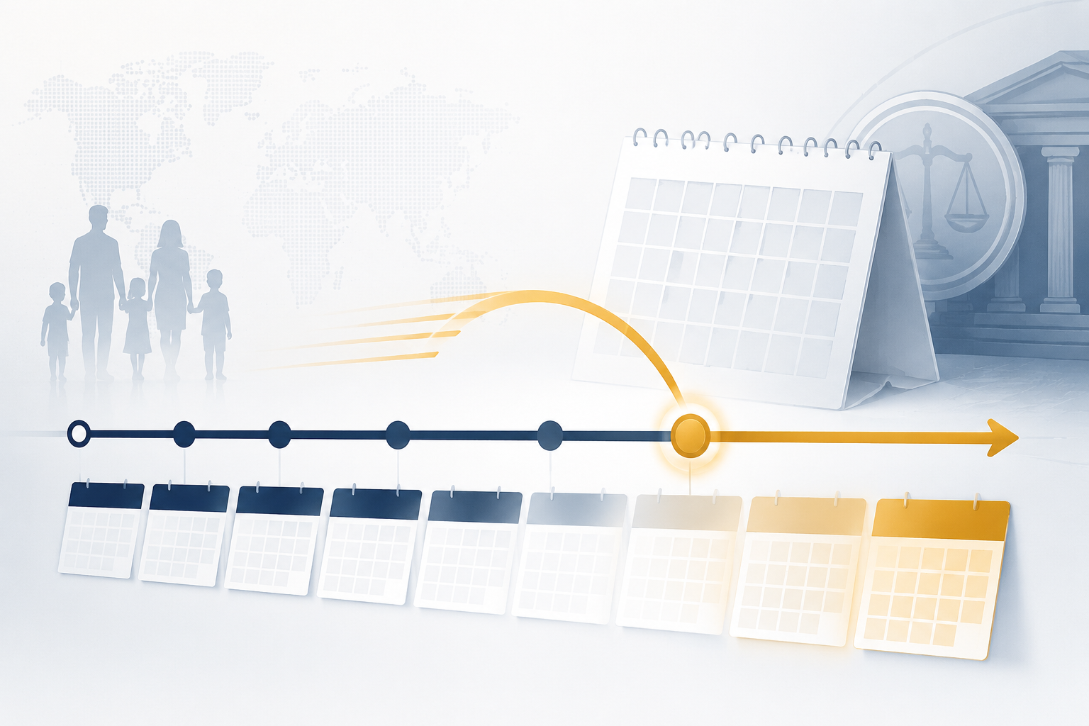 Timeline illustration showing priority dates advancing with a highlighted leap