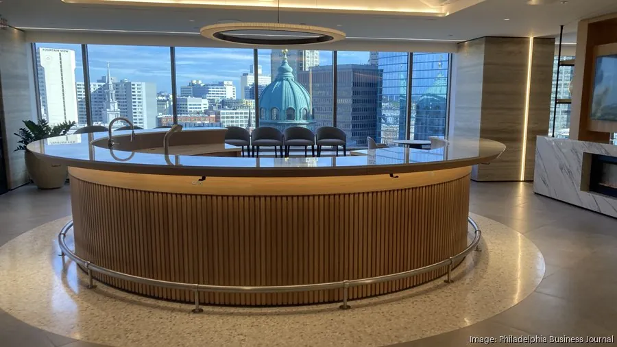 Interior of Blank Rome's Philadelphia office lounge