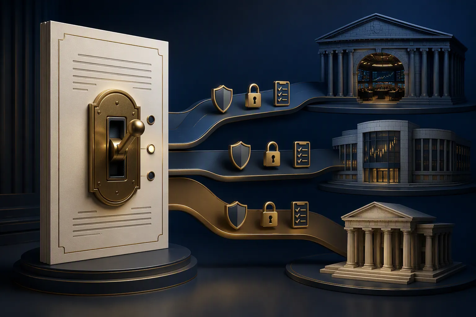 Legislative document with a switch in a pending position routing digital tokens toward separate regulator destinations
