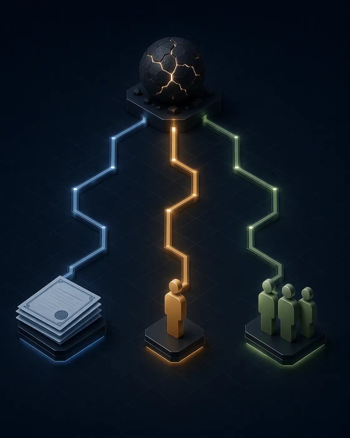 Distinct legal recovery routes branching toward creditors, retail investors, and plan participants