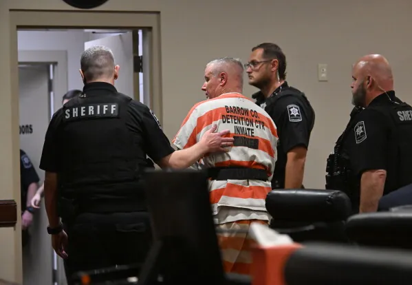 Colin Gray seated at a courtroom table during sentencing in Barrow County Superior Court