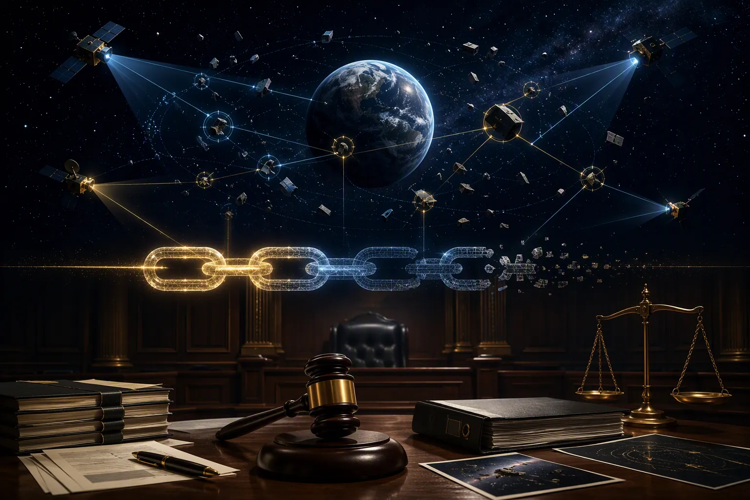 Orbital debris tracking connected to courtroom liability through a partly broken digital chain