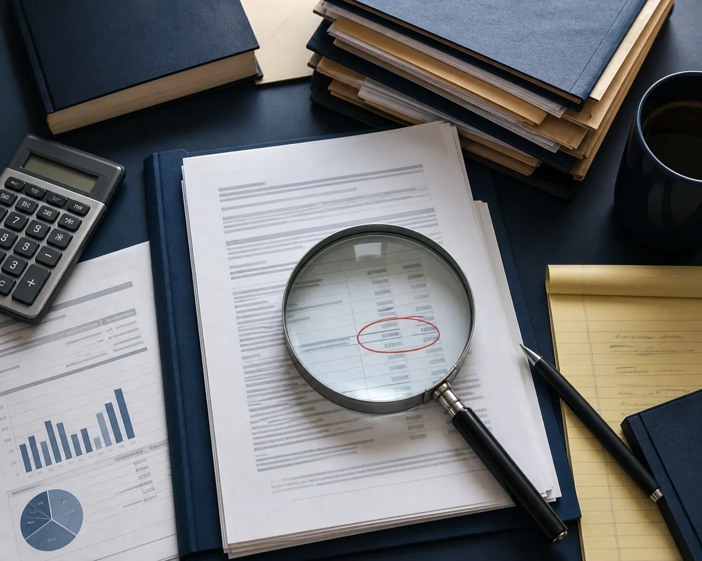 Legal analyst auditing a circled monetary figure against source reports