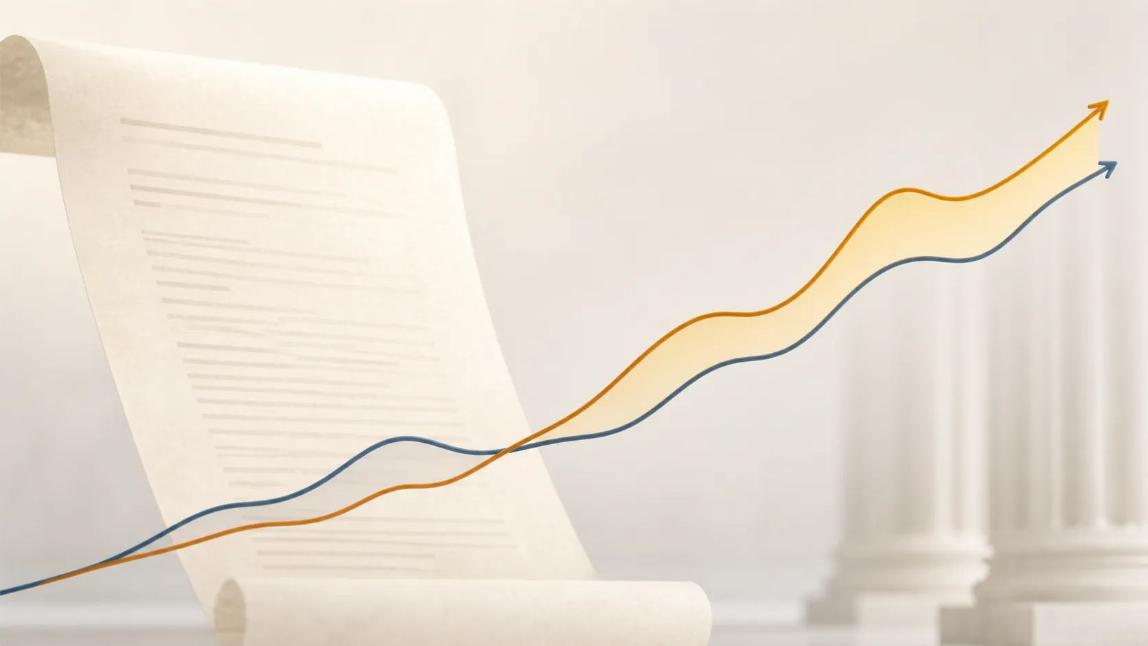 Minimalist legal statute page with two rising index curves and a highlighted upper envelope