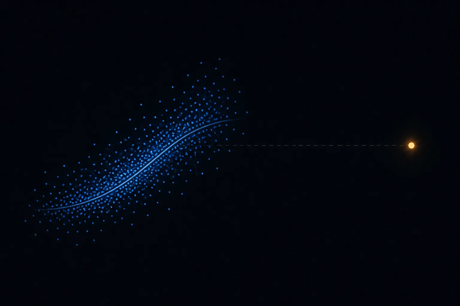 Data visualization showing an aggregate statistical pattern separated from a single isolated case