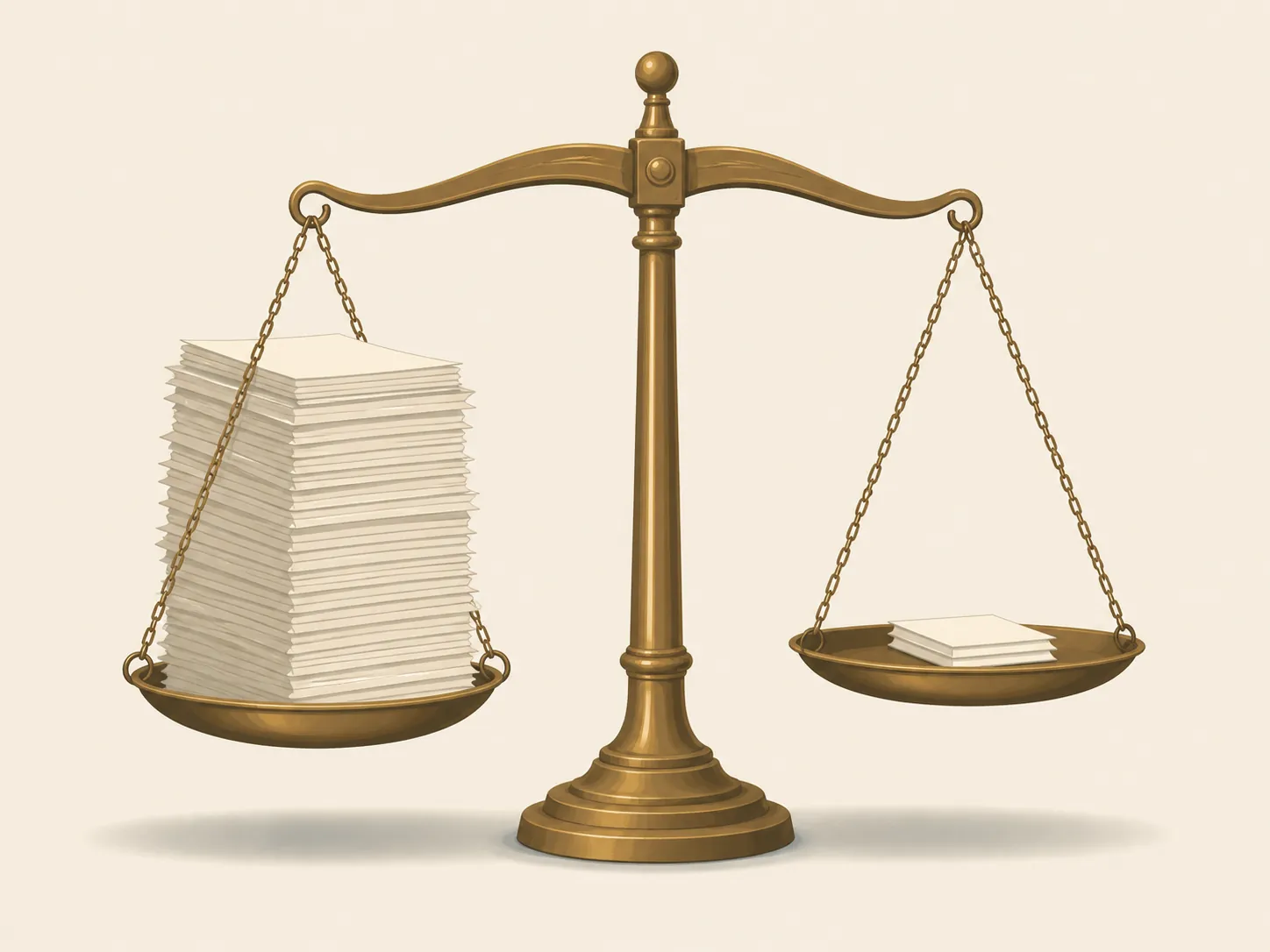 Justice scale with many documents on one side and three documents on the other, illustrating narrowed Section 122 relief