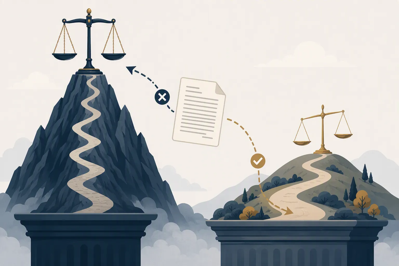 Illustration comparing trial and sentencing evidentiary pathways for a transcript document