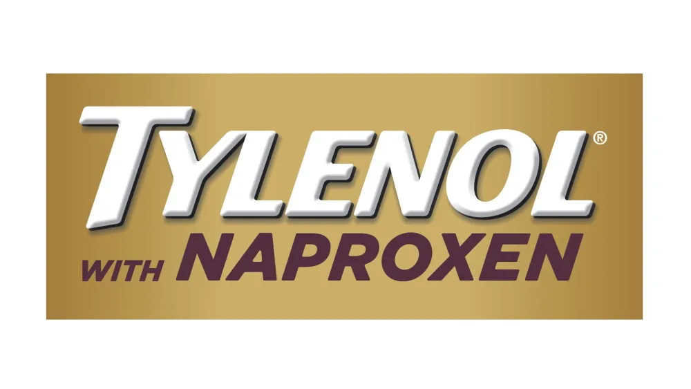 Tylenol with Naproxen product packaging showing the dual-ingredient product name and labeling