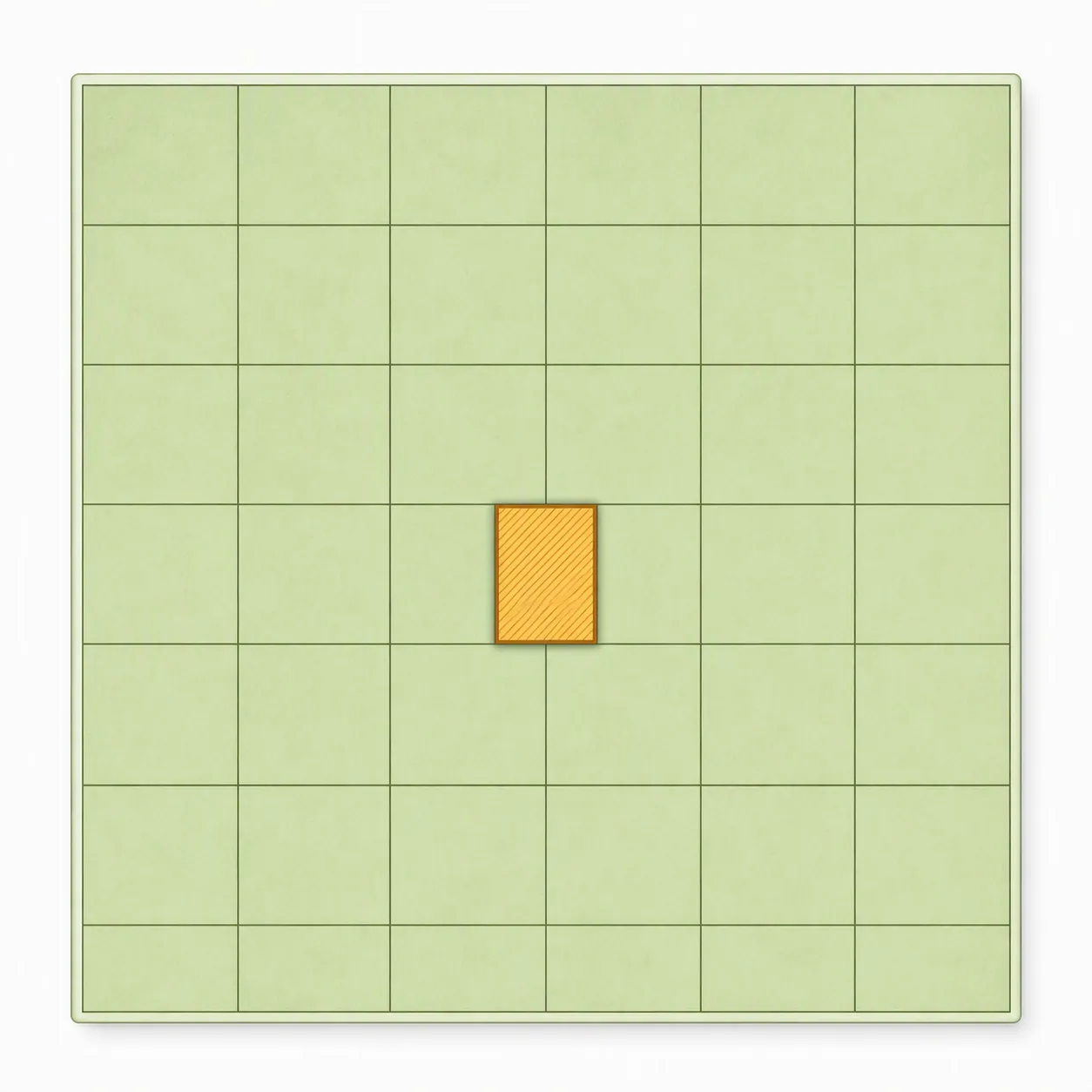 Diagram of one highlighted parcel isolated within a uniform grid of neighboring parcels to illustrate spot zoning