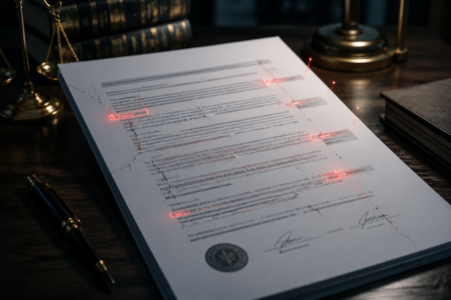 Polished legal document with hidden citation and sentence-level structural errors