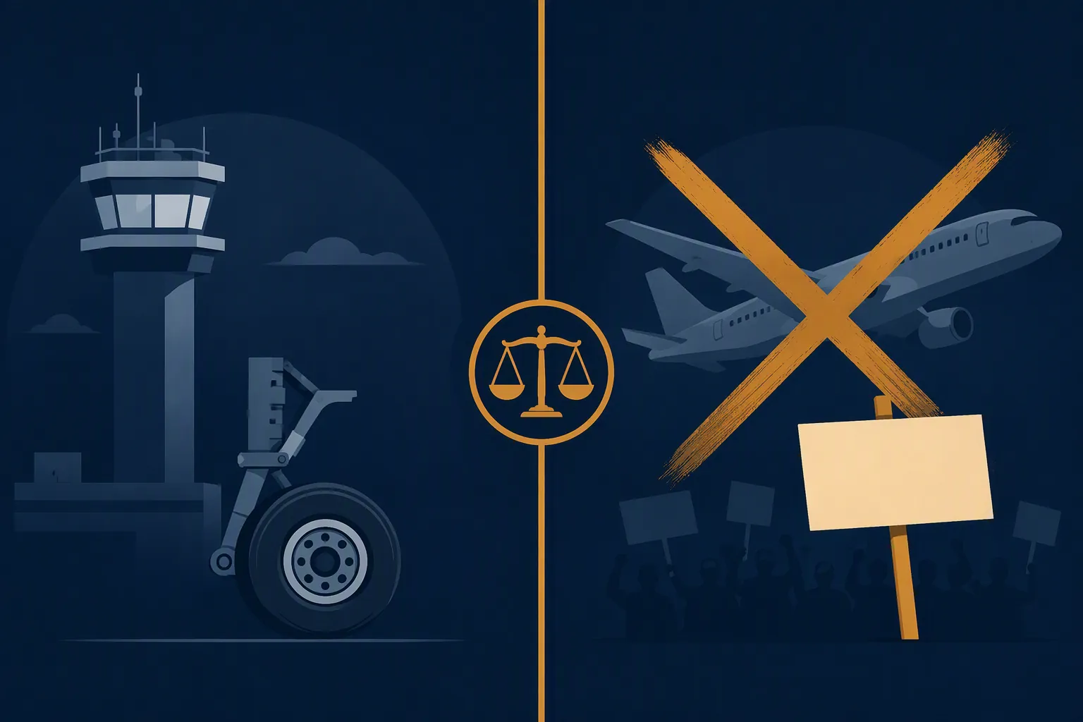Legal decision gate between carrier control and strike disruption outside carrier control