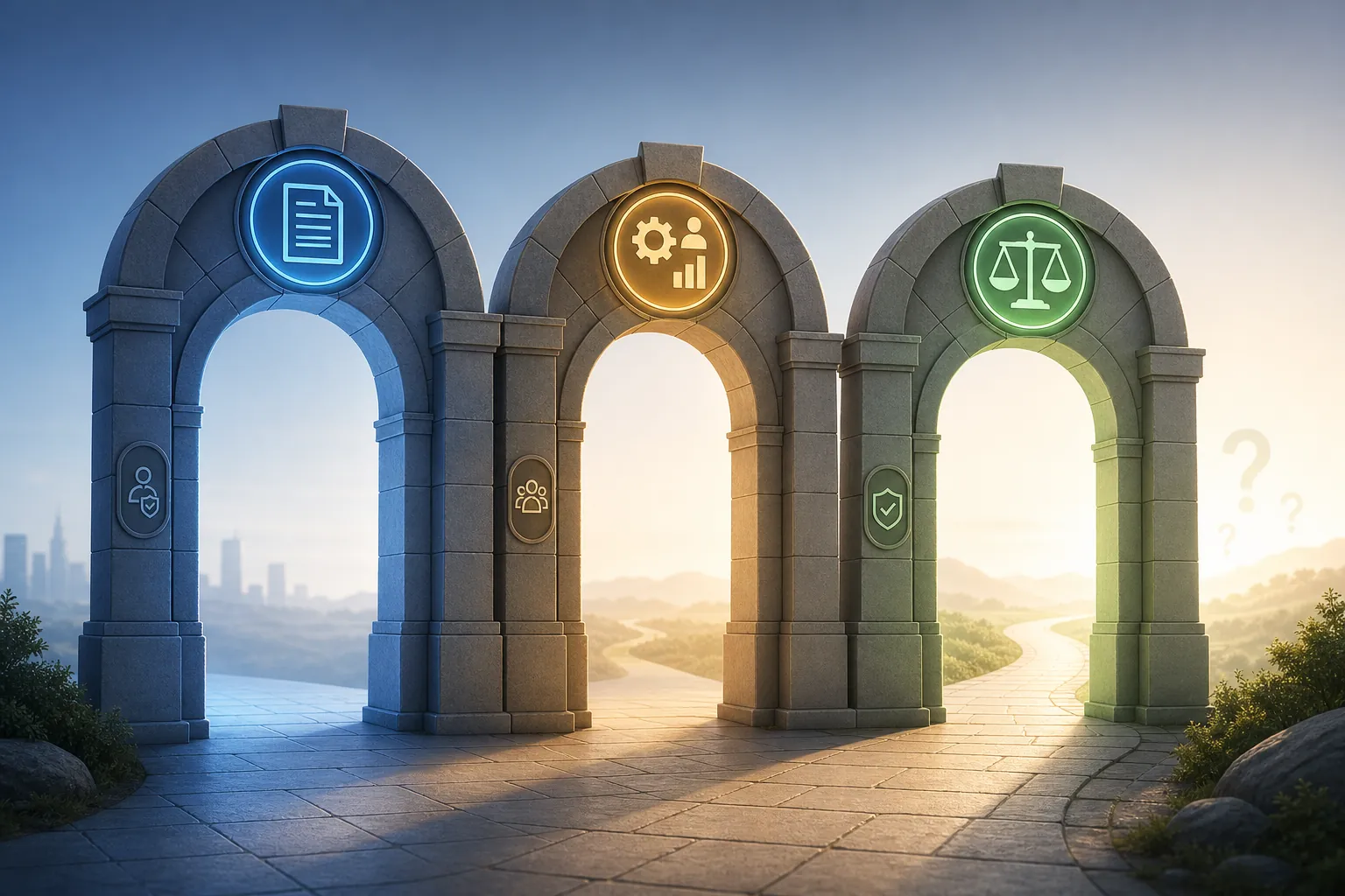 Three regulatory gates representing the CFTC event contract, enumerated activity, and public-interest inquiry