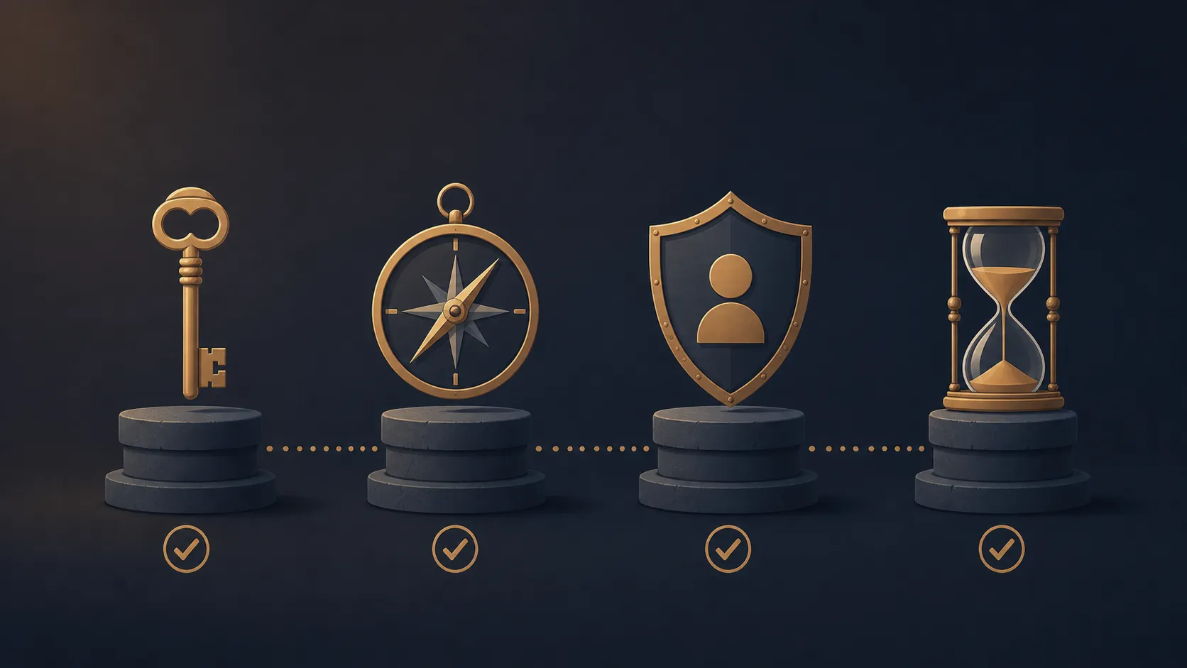 Four-step verification workflow showing authorization, purpose, enforcer, and duration checks