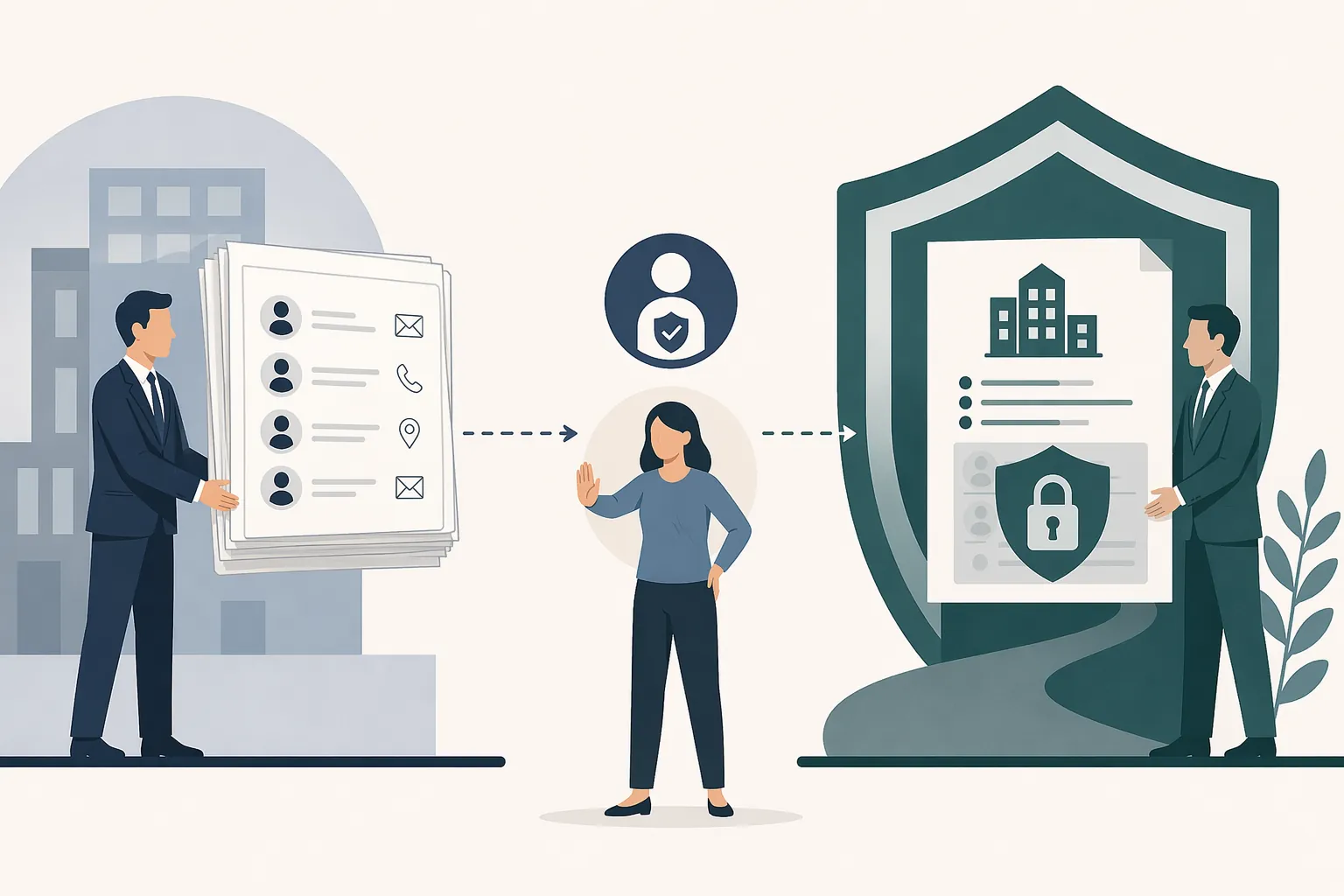 Comparison of compelled disclosure of employee names and contact information with a shielded path for organizational affiliation data and an employee refusal right