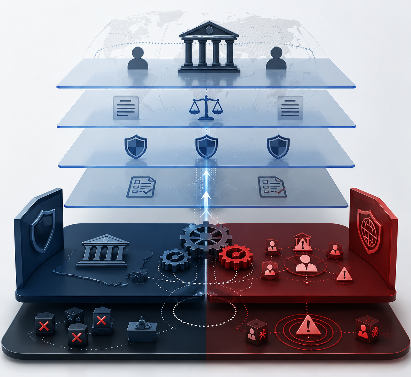 Dual-regime compliance diagram with CACR and EO 14404 layers