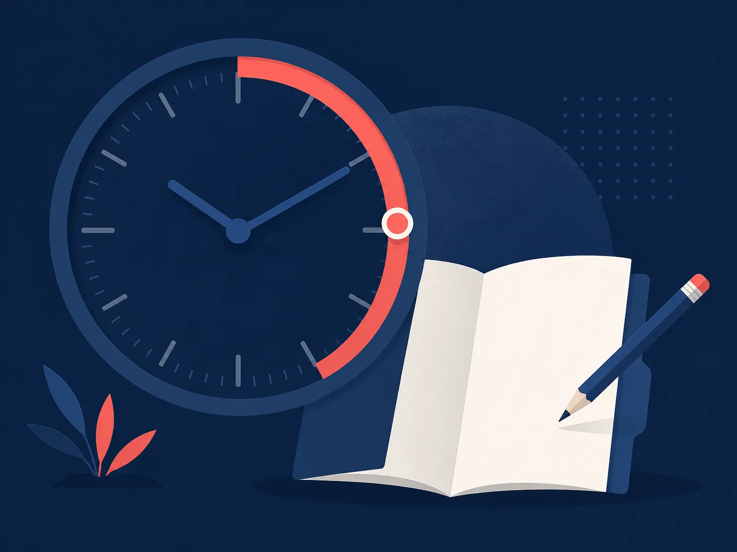 Clock and open document showing a pending review window