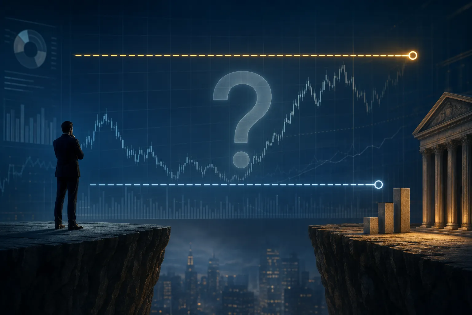 Price chart illustration showing a $300 AI-driven bull case above a $100 zero-AI-value market price
