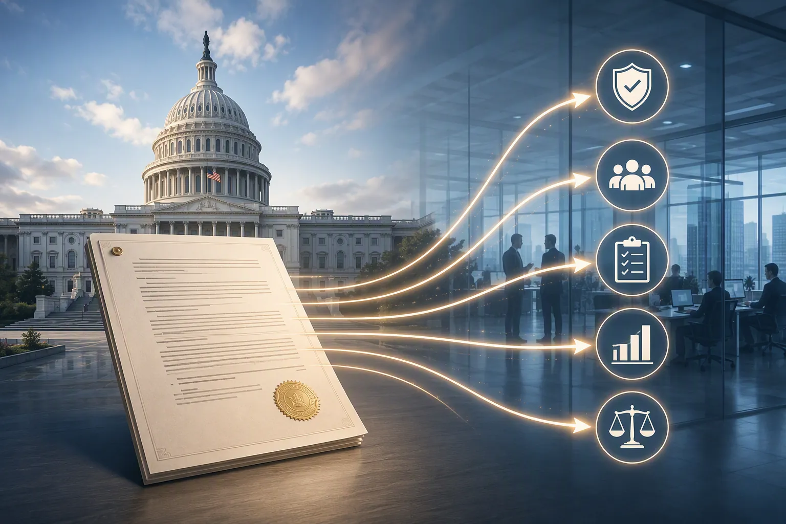 US Capitol and legislative document connected to corporate compliance obligations