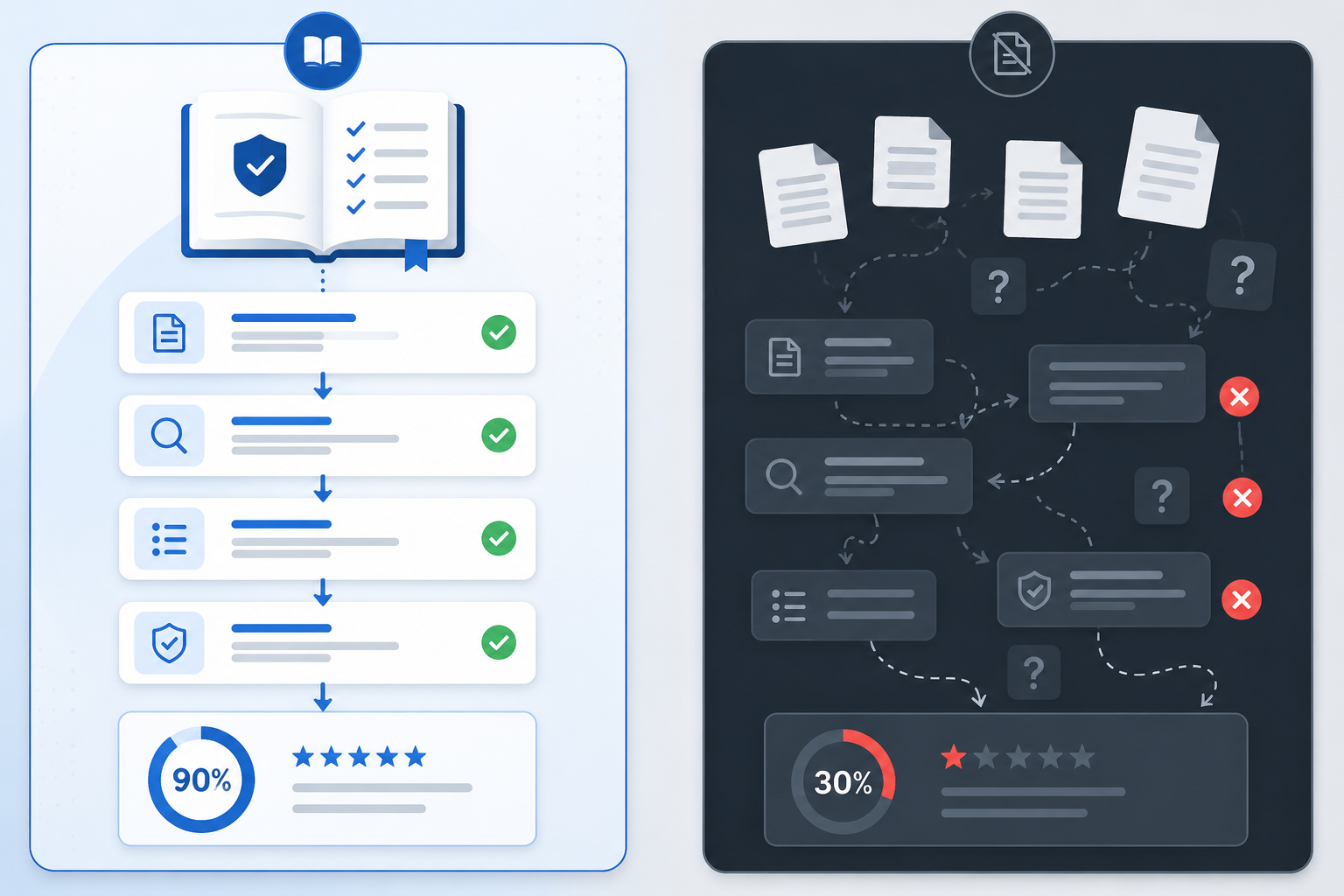 Comparison of AI contract review with a maintained playbook versus no playbook