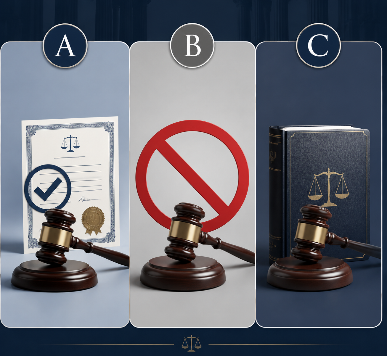 Three-column infographic showing disclosure, prohibition, and responsibility-based AI filing models