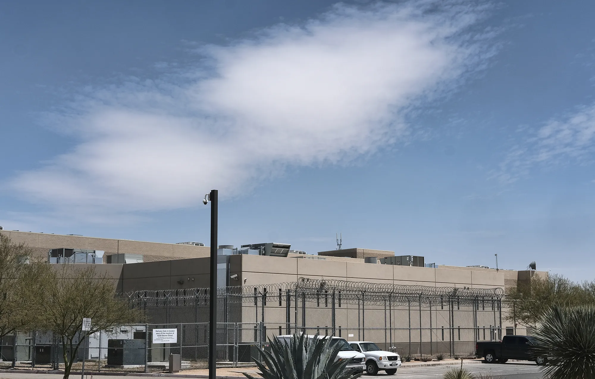 Exterior view of the Adelanto ICE Processing Center in California