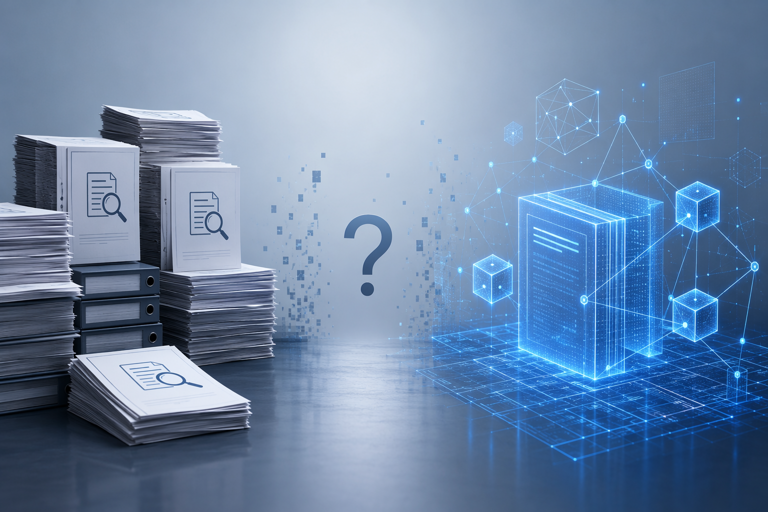 Diagram showing a gap between traditional investigation documents and modern AI governance frameworks